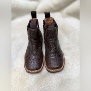 Embossed Brown Kids Boots
